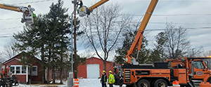 Burlington Electric feeding electrical cables through the underground utility duct banks crossing beneath the Parkway and Briggs Street.