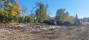 Site prepared for blasting to remove ledge along the east side of Briggs Street just south of Flynn Avenue.