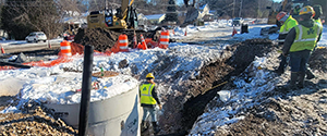Installation of the six-inch underdrain along the Parkway between Morse Place and Home Avenue.