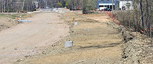 Street lighting foundations and conduit installed along the Parkway and the shared use path just south of Sears Lane.