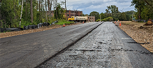 Base paving operations along the Champlain Parkway between Sears Lane and Lakeside Avenue.