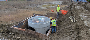 The Champlain Parkway included several stormwater features including the construction of a stormwater detention pond near Englesby Brook.