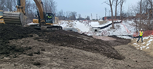 The Champlain Parkway Project included several stormwater features including the grass swale constructed along the Champlain Parkway.