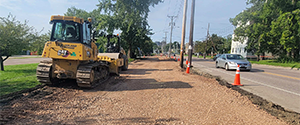 Installation of dense grade subbase material for the shared use path along the west side of Pine Street.