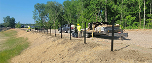 Installation of the decorative fencing around the Englesby detention pond.