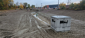 The Champlain Parkway included several stormwater features including the construction of a stormwater detention pond near Englesby Brook. 