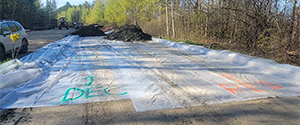 Soil stockpile area on the unused section of the previously constructed southern connector near Home Avenue.