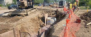 Drainage infrastructure installation on Home Avenue.