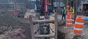 Crews install new water line throughout the south end to replace existing aging infrastructure. New water line on Briggs Street.