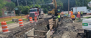 The installation of waterline along Lakeside Avenue.