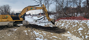 The Champlain Parkway Project included several stormwater features including the grass swale constructed along the Champlain Parkway.