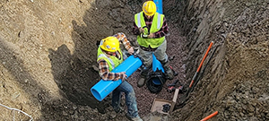 Crews install new water line throughout the south end to replace existing aging infrastructure. New water line on Lyman Avenue.